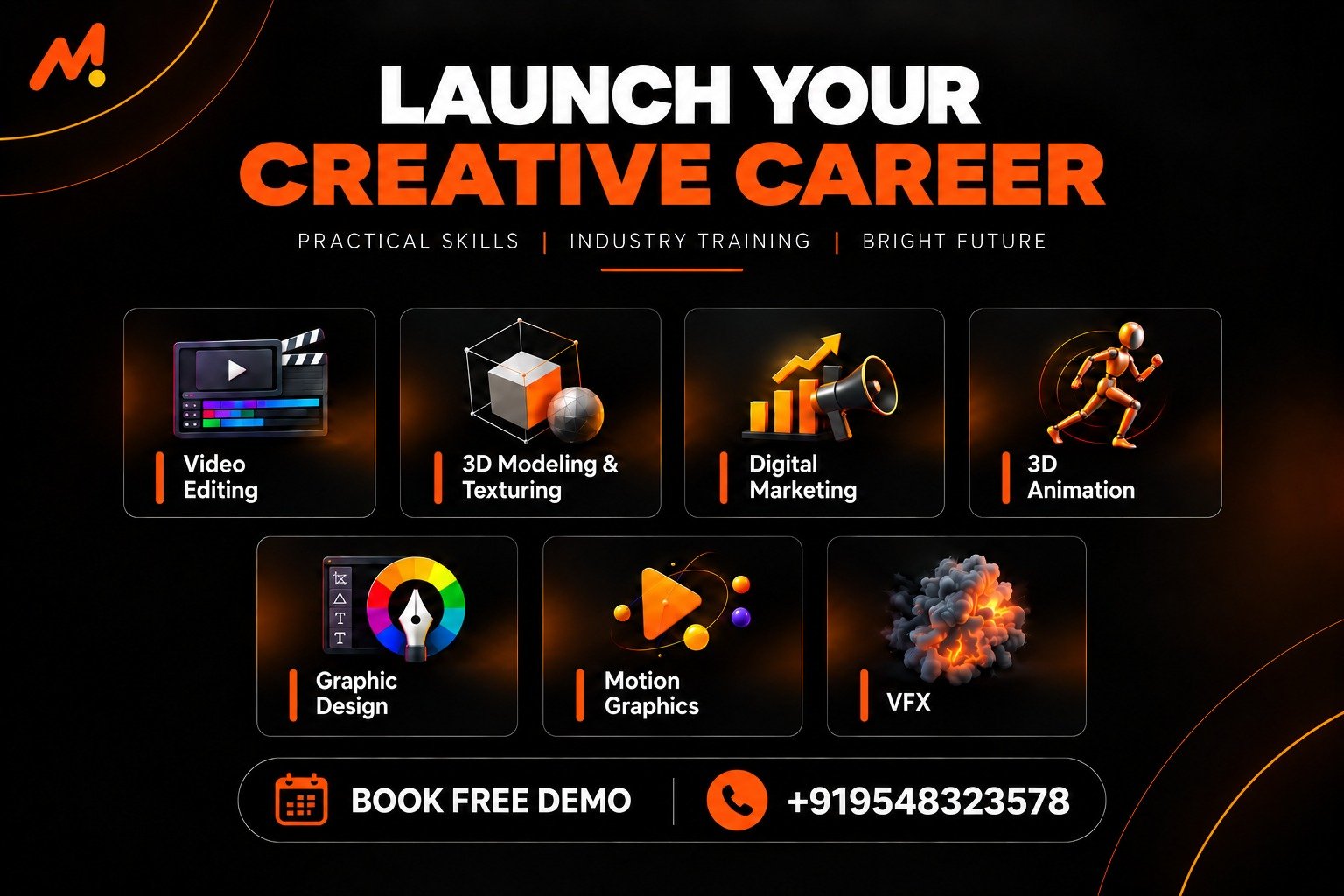 Launch your creative career with Motion Institute offering career-focused courses in 3D Animation, VFX, Video Editing, Graphic Design, Motion Graphics, 3D Modeling and Digital Marketing.